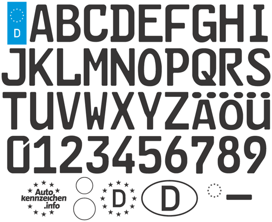 Schriftmuster: Nummernschild-Font