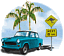 Trabant, Trabi, Trabbi, Rennpappe: Abbildung auf Reisen mit Palme